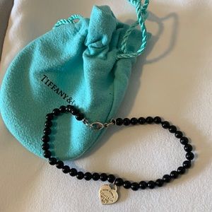 Tiffany Onyx bead bracelet return to Tiffany heart tag